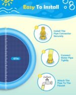 Peteast Splash Pad for Dogs & Kids - Anti-Slip Dog Pool for Large Dogs, 0.58 mm Thickened Durable Outdoor Water Play Mat, Summer Sprinkler Toy for Backyard (67in, Blue) - Image 3