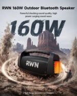 RWN Outdoor Bluetooth Speaker: 160W Loud Sound, IP67 Waterproof with 24H Playtime, Fast Charge, Bass, TWS, Portable Wireless Speakers with Light Show for House, Party, Projector, Beach (Black) - Image 3