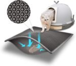 Pieviev Cat Litter Mat, Double-Layer Waterproof Litter Trap, 24" x 15" Gray | Honeycomb Design Catches Scattered Particles to Stop Tracking, Urineproof Base Protects Floors, Easy to Clean - Image 2