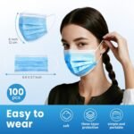 Borje Blue Disposable Face Mask 100 Pcs Blue Face Masks 3 Ply Protection Masks - Image 5
