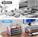 gianotter 4-Tier Paper Organizer With Magazine Holder, Desk Organizers and Accessories, Desk Accessories & Workspace Organizers, File Organizer for Office Supplies Storag (Black, 4-Tier) - Image 3