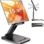 LISEN iPad Stand Tablet Holder for Desk, Adjustable Portable Monitor Stand | Tablet Stand Desk Accessories Offices Essentials, Kindle Accessories Stand for Apple iPad Mini Accessories, Gifts for Wo men - Image 2