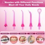 TOVENDOR Electric Water Dental Flosser Teeth Pick, Cordless Flossers Oral Irrigator IPX7 Waterproof 300ML Rechargeable Travel Water Teeth Cleaner with 5 Tips for Home Braces Care Gums Deep Cleaning - Image 8