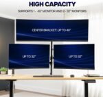 VIVO Triple Monitor Desk Mount, 32 to 49 inch Ultrawide Screens, One Fixed Screen and Two Mechanical Arms for Gaming and Office Setups, Max VESA 100x100, Holds up to 83.6 lbs, Black, STAND-V123TG - Image 5