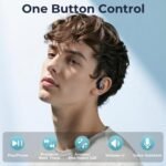 occiam Active Noise Cancelling Earbuds Wireless Bluetooth Headphones Ear Buds 90Hrs Playback Stereo Bass Earphones with Mic Over-Ear Hooks IPX7 Waterproof Headset for Work Sports Running Matte Black - Image 8