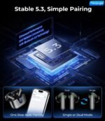 Wireless Earbuds Bluetooth Headphones, 50H Playtime Ear Buds with Mic, LED Digital Display Charging Case, IPX7 Waterproof, Deep Bass Stereo, in-Ear Earphone for iPhone Andriod Phone - Ink - Image 7