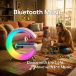 5 in 1 LED Table Lamp with Wireless Charging Bluetooth Speaker | App Controlled Night Light Alarm Clock for Christmas Birthday Gifts for Teens Adults Desk Office Bedroom Decor - Image 5