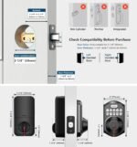 TEEHO TE002 Fingerprint Deadbolt with Keypad for Front Door, Matte Black | 1-Second Fingerprint Unlock, ANSI Grade 3, 20 User Codes, Auto Lock, Anti-Peep Password, IP54 Waterproof & Low Battery Alerts - Image 7
