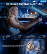 Wireless Earbuds Bluetooth Headphones, 50H Playtime Ear Buds with Mic, LED Digital Display Charging Case, IPX7 Waterproof, Deep Bass Stereo, in-Ear Earphone for iPhone Andriod Phone - Ink - Image 4