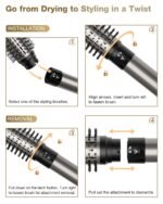 7MAGIC 6 in 1 Multi Hair Styler Dryer Brush, 110,000 RPM High-Speed, Negative Ionic, Fast Drying for Professional Blow Dry, Curling, Volumizing, Straightening and Styling, Silver - Image 10