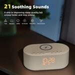 Odokee Sound Machine Alarm Clock for Bedrooms with Wireless Charging | Dimmable Clock with Bluetooth Speaker - White Noise Machine for Sleeping with 21 Soothing Sounds for Baby Adults Kids - Putty - Image 6