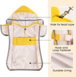 Lukovee Dog Raincoat, Waterproof Rain Jacket, Clear Hood & Reflective Rim | Easy On Off Adjustable Straps, Leash Hole, Soft Mesh Lining, Storage Pocket, Poncho for Small Medium Large Dogs (Yellow,M) - Image 6