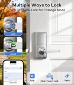 TEEHO TE019 Smart Keypad Door Lock with Handle for Front Door, Satin Nickel | App & Keyless Entry, Great for Rentals, ANSI Grade 3 Security, IP55 Weatherproof, Auto-Lock,Low Power Alerts, Easy Install - Image 9