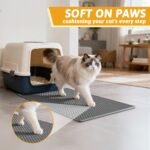 Pieviev Cat Litter Mat, Double-Layer Waterproof Litter Trap, 24" x 15" Gray | Honeycomb Design Catches Scattered Particles to Stop Tracking, Urineproof Base Protects Floors, Easy to Clean - Image 5