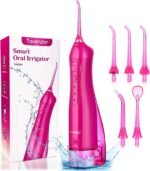 TOVENDOR Electric Water Dental Flosser Teeth Pick, Cordless Flossers Oral Irrigator IPX7 Waterproof 300ML Rechargeable Travel Water Teeth Cleaner with 5 Tips for Home Braces Care Gums Deep Cleaning - Image 2