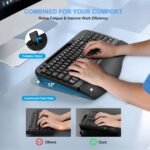 EAYBLLY 2.4G Wireless Ergonomic Keyboard, Full Size Wave Keys with Memory Foam Wrist Rest & 7.28in Phone Holder, USB-C Adapter Included for Windows Mac Chrome OS, Office or Home (Black) - Image 5