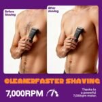 MANSPOT Manscape Groin & Body Hair Trimmer for Men, Electric Pubic Shaver | Replaceable Ceramic Blade, Ball Razors for Men, Manscape Kit with 4 Guards, IPX7 Waterproof, Wet/Dry Use, 90-Minute Shaving - Image 7