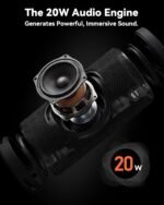 BassBloom Roar 3 Portable Bluetooth Speaker,20W Powerful Sound with JIKE Bass,IPX6 Waterproof,24H Playtime,Bluetooth 5.4,RGB Lights,Wireless TWS Pairing,Outdoor for Camping and Beach (Black) - Image 4