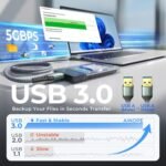 AINOPE USB to USB Cable, USB 3.0 A to A Male to Male Cable 6.6FT | 5Gbps Data Transfer Nylon Braided Double End Type A Cord for Hard Drive, Laptop Cooling Pad, USB Hub, KVM, DVD - Image 5