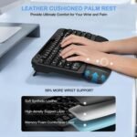EAYBLLY 2.4G Wireless Ergonomic Keyboard, Full Size Wave Keys with Memory Foam Wrist Rest & 7.28in Phone Holder, USB-C Adapter Included for Windows Mac Chrome OS, Office or Home (Black) - Image 3