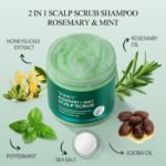 VOERUY Scalp Scrub, Rosemary Scalp Exfoliator Scrub Shampoo, 2-in-1 Scalp Treatment with Mint Oil, Hair Treatment to Clarify and Remove Build Up with Silicone Scalp Massager, 10.6oz/300g - Image 3