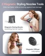 Hair Dryer, 160000RPM with 500M Ionic Negative, Blow Dryer with Diffuser, Fast Drying Hairdryer for Women and Men, Thermo-Control Lightweight Quiet for Curly Hair, Home Travel Salon - Image 6