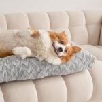 EHEYCIGA Washable Large Dog Bed for Crate 35x23 Inch, Kennel Pad for Dogs Up to 45 lbs, Plush and Comfy Pet Sleeping Mat, Grey - Image 9