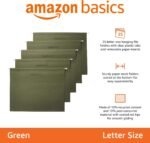 Amazon Basics Hanging File Folders with Adjustable Tabs, Sturdy Expandable Document Organizer, Letter Size 8.5x11 inch, Green, 25-Pack - Image 3