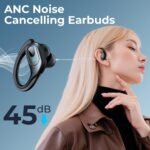 occiam Active Noise Cancelling Earbuds Wireless Bluetooth Headphones Ear Buds 90Hrs Playback Stereo Bass Earphones with Mic Over-Ear Hooks IPX7 Waterproof Headset for Work Sports Running Matte Black - Image 3