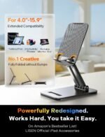 LISEN iPad Stand Tablet Holder for Desk, Adjustable Portable Monitor Stand | Tablet Stand Desk Accessories Offices Essentials, Kindle Accessories Stand for Apple iPad Mini Accessories, Gifts for Wo men - Image 3