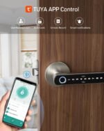 TMEZON Smart Door Lock Fingerprint, Keyless Entry Door Lock with Handle, APP/IC Cards/Codes/Keys/Fingerprints Biometric Electronic Keyless Entry Lock for Bedroom Home Hotel Office - Image 7