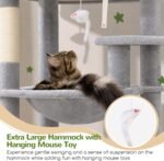 Globlazer Heavy Duty Cat Tree, 70 inch Sturdy Cat Tree for Indoor Cats Extra Large Cat Tower with Scratching Post, Hammock, Cat Condo for Adult Cats Kittens, F70 Pro, Light Grey - Image 4