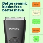 MANSPOT Manscape Groin & Body Hair Trimmer for Men, Electric Pubic Shaver | Replaceable Ceramic Blade, Ball Razors for Men, Manscape Kit with 4 Guards, IPX7 Waterproof, Wet/Dry Use, 90-Minute Shaving - Image 4