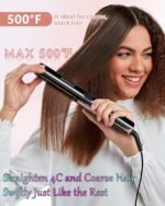 DORISILK 500 Degree High Temp Professional Hair Straightener，30s Fast Heating Ceramic Flat Iron ，2 in 1 Hair Straightener and Curler，Plasma Flat Iron Get Frizz-Free ，Dual Voltage for Travel Using - Image 4