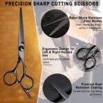 Hair Cutting Scissors & Shears Kit - 20-Piece Professional Hairdressing Tools Set for Barber Salon Home Thinning Scissors, Straight Razor, Comb, Clips, Cape, Hair Styling & Trimming for Men Women Kids - Image 3