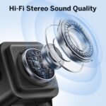 Wireless Induction Speaker 5-in-1 Bluetooth Speaker with Phone Stand,Stereo Sound, 3500mAh Rechargeable, 8 RGB Ambient Light, 360° Adjustable Holder for iPhone/Android/iPad,Gifts for Men Women (Black) - Image 5