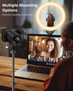 UBeesize 12'' LED Ring Light with 62'' Tripod Stand, Selfie Ring Light for Video Recording, Live Streaming, TikTok & YouTube, Compatible with iPhone & Android (Black) - Image 4