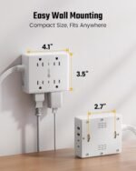 SUPERDANNY Extension Cord,Flat Plug Surge Protector Power Strip,10Ft | 8 AC & 4 USB Ports (2 USB C),Surge Protector with 1050J,Desk Charging Station for Home Office,College Dorm Room Essentials - Image 8