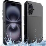 for iPhone 16 Metal Case 6.1",Heavy Duty Shockproof Aluminum Alloy Tough Armour Military Grade Phone Case,360 Full Body Protective Cover with Silicone Built-in Screen Protector - Black - Image 7