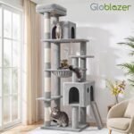 Globlazer Heavy Duty Cat Tree, 70 inch Sturdy Cat Tree for Indoor Cats Extra Large Cat Tower with Scratching Post, Hammock, Cat Condo for Adult Cats Kittens, F70 Pro, Light Grey - Image 8