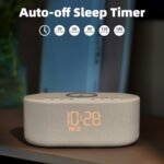 Odokee Sound Machine Alarm Clock for Bedrooms with Wireless Charging | Dimmable Clock with Bluetooth Speaker - White Noise Machine for Sleeping with 21 Soothing Sounds for Baby Adults Kids - Putty - Image 10