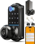 Veise VE018 Smart Knob Handle Lock - Fingerprint, App Control, Keyless Entry for Front Door and Bedroom, Electronic Digital Keypad, Auto Lock, Remote Access Sharing, Easy Installation, Matte Black - Image 2