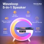 Waveloop Speaker Alarm Clocks for Bedrooms with Wireless Charging Station | Bluetooth Speaker, Sunrise Wake Up Light, RGB Night Lamp, 4-Button Bedside Alarm Clock with Time Display, USB-C Port - Image 4