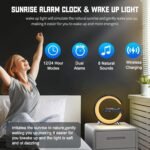 Smart LED Table Lamp, 4-in-1 Wireless Charger, Night Light, Alarm Clock, Bluetooth Speaker with App Control, Bedside Lamp with Charging Station for Bedroom, Office, Home Decor, Teen Girls Boys Gifts - Image 4