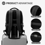 Waterproof Laptop Backpack for Men & Women, Flight Approved Anti-Theft Daypack with 15.6-inch Laptop Sleeve (Black) - Image 6