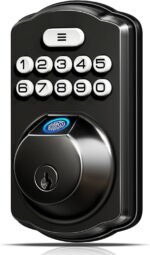 Veise KS02A Fingerprint Door Lock, Keypad Deadbolt, Matte Black | Keyless Entry, AI Fingerprint, 20 Codes, Auto Lock, Anti-Peeping Code, IP54 Waterproof, Electronic Deadbolt for Front Door - Image 2