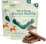 WOOF Bite n' Brush Dog Dental Chew Toy Refills, Chicken, 2 Pack | Dental refill treats, chicken & beef options, oral care ingredients, reusable with Bite n' Brush - Image 2