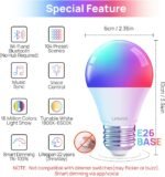 Linkind Smart Light Bulbs, Smart Bulb that Work with Alexa, Google Home, AiDot, LED Light Bulbs Color Changing RGBTW, 104 Preset Scene, Music Sync, Dotis, A19 E26 2.4G WiFi Bluetooth 60W 800LM, 4Pack - Image 3