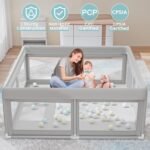 Hiaksedt Baby Playpen 50x50 Inch, Play Pens for Babies and Toddlers | Baby Fence for Indoor & Outdoor, Sturdy Safety Play Yard with Soft Breathable Mesh, Anti-Fall, Grey - Image 8