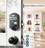 TEEHO TE002 Fingerprint Deadbolt with Keypad for Front Door, Matte Black | 1-Second Fingerprint Unlock, ANSI Grade 3, 20 User Codes, Auto Lock, Anti-Peep Password, IP54 Waterproof & Low Battery Alerts - Image 3